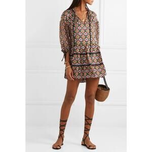 Alice + Olivia Arnette Medallion Print Tiered Tunic Dress